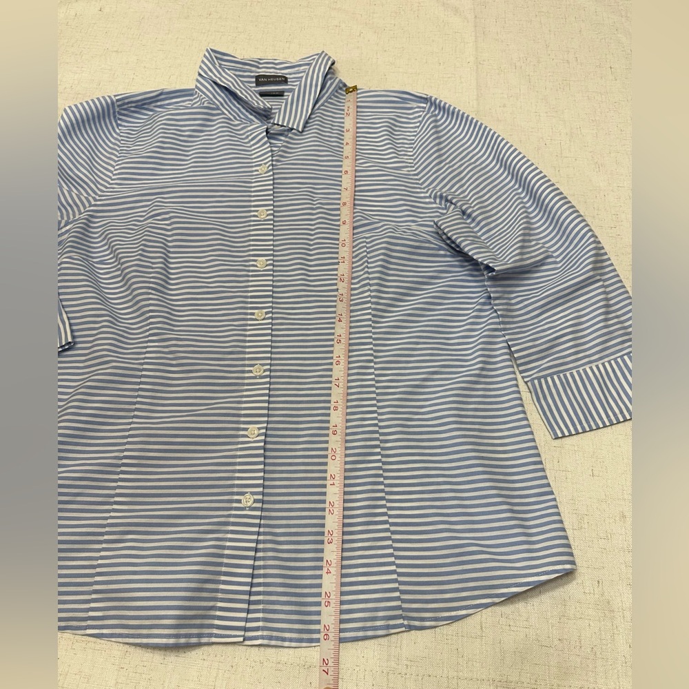 Van Heusen Blue and White Striped Button Down Shirt - Picture 7 of 8